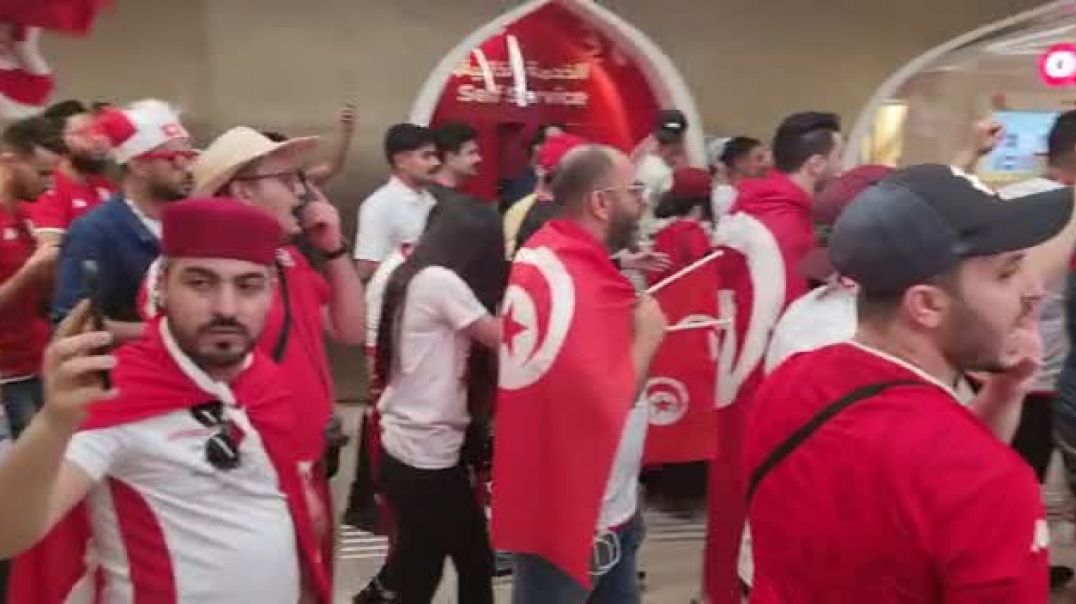 ⁣Qatar 2022 - Festejo tunecino tras el empate con Dinamarca