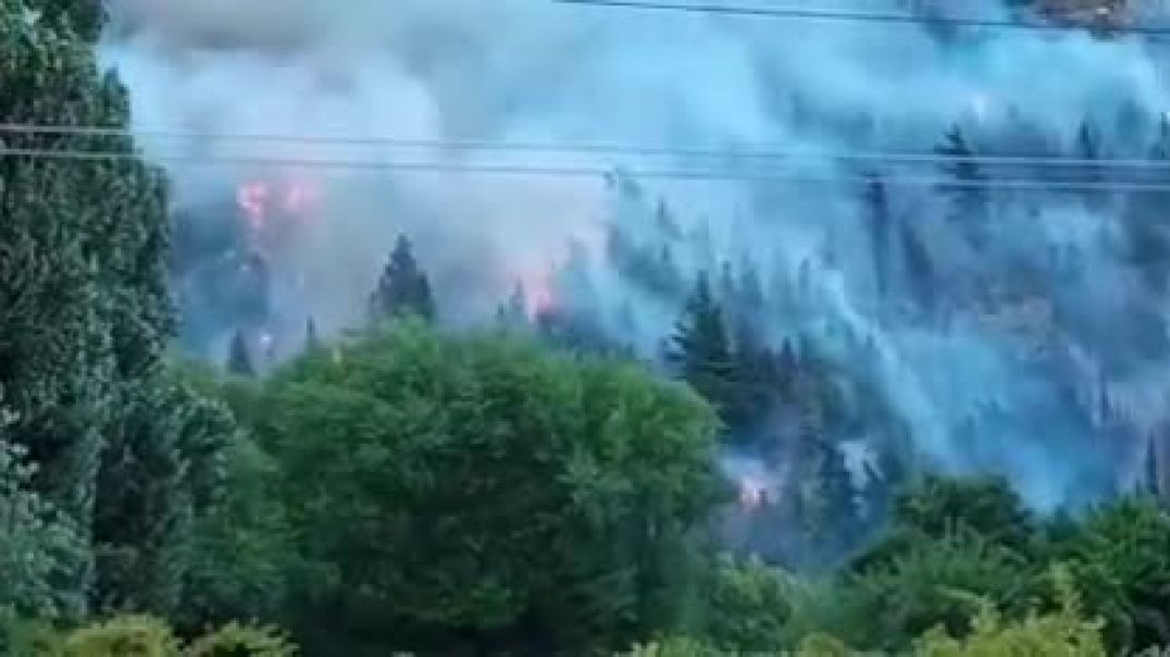 ⁣El incendio sigue activo en el cerro Currumahuida