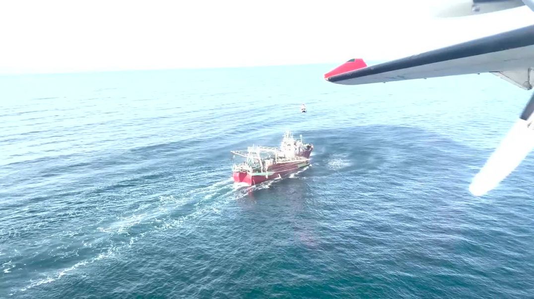 ⁣⁣Emergencia en el mar: Prefectura aeroevacuó a una tripulante de un buque pesquero